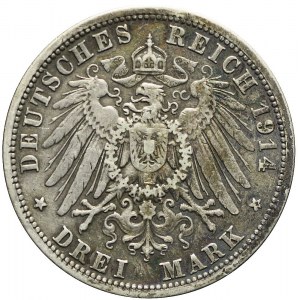 Niemcy, Prusy, Wilhelm II, 3 marki 1914, Berlin