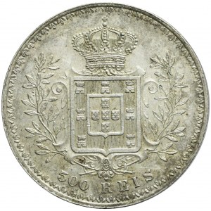 Portugalia, Carlos I, 500 reis 1899, ładne