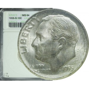 Stany Zjednoczone Ameryki (USA), 10 centów = 1 dime, 1955, San Francisco