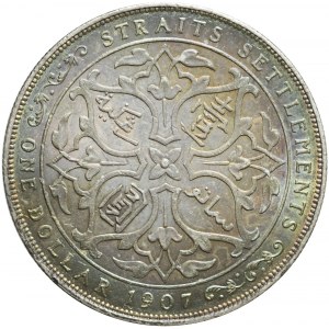 Wielka Brytania, Straits Settlement, Malezja, Edward VII, 1 dolar 1907
