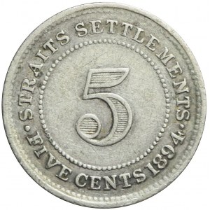 Wielka Brytania, Straits Settlement, Malezja, Victoria, 5 centów 1894
