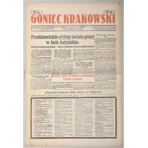 Goniec Krakowski. R. V, nr 122, 1943 - Przedstawiciele polskiego świata pracy w lesie katyńskim