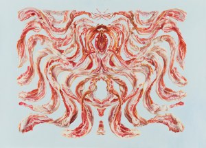 Monika Malewska, Bacon wreath after Bridget Riley #1, 2012