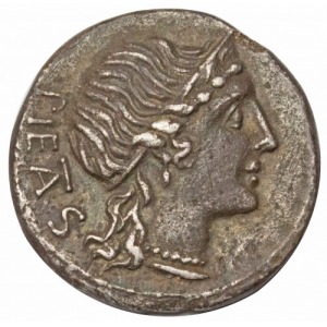 Republika rzymska M.herrennius AR-denar 108-107 p.n.e.