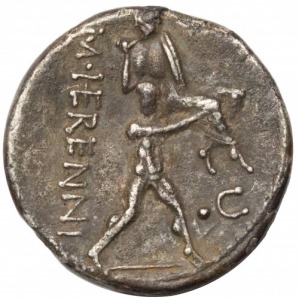 Republika rzymska M.herrennius AR-denar 108-107 p.n.e.