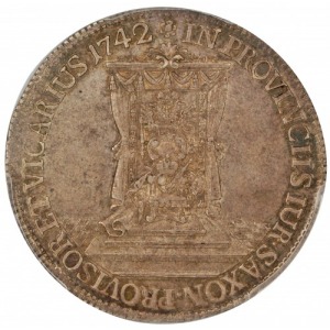 Augustus III 1/2 thaler vicariate 1742 PCGS AU55