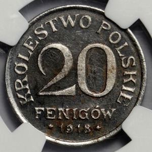 Kingdom of Poland 20 pfennig 1918-F Stuttgart NGC PF63 MAX GRADE
