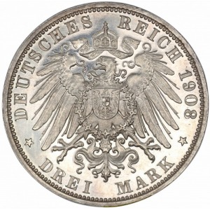 Preussen Wilhelm II 3 mark 1908 Berlin PP