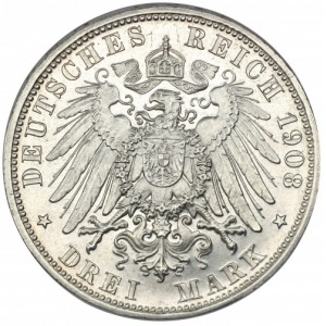 Saksonia Meiningen 3 marki 1908