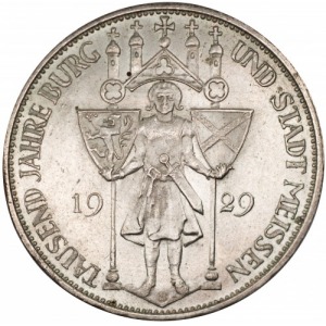 Republika Weimarska 3 marki 1929 Muldenhütten 