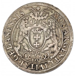 John II Casimir ort (1/4 thaler) 1662 DL Gdańsk (Danzig)