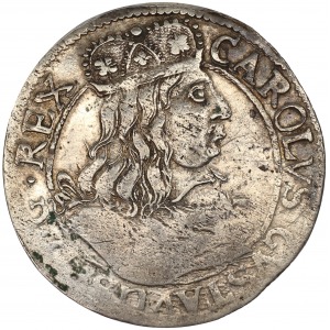 John II Casimir ort (1/4 thaler) 1657 Elbing with Charles X Gustav portrait 