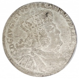 Augustus III 2 złoty (8 groats) 1761 Leipzig (prussian fake) PCGS AU58