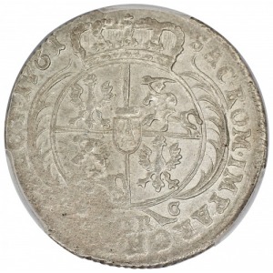 Augustus III 2 złoty (8 groats) 1761 Leipzig (prussian fake) PCGS AU58