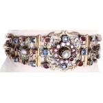 Austria , silver gildish Bracelet with sapphires, pearls and rubins
