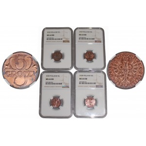 Investment set 4 pieces 5 grosz 1939 NGC MS 64 RB