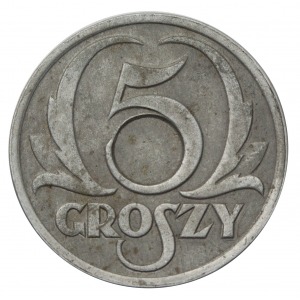 General Government 5 groszy 1939 one sided uniface reverse without hole