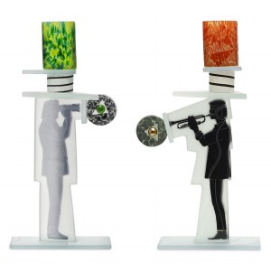 Pati Dubiel ( b.1977), Monogreen&amp;Monogred glass candle holders, 2020