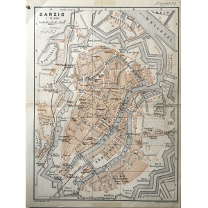 GDAŃSK, Plan Gdańska w 1892 r., pochodzi z: Baedeker, Karl, Mittel- und Nord-Deutschland, wyd. Geographisch ...
