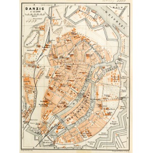 GDAŃSK, Plan Gdańska w 1899 r., pochodzi z: Baedeker, Karl, Mittel- und Nord-Deutschland, wyd. Geographisch ...