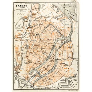 GDAŃSK, Plan Gdańska w 1922 r., pochodzi z: Baedeker, Karl, Mittel- und Nord-Deutschland, wyd. Geographisch ...