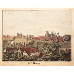 GDAŃSK, Widok miasta, lit. Droesse, ok. 1850; lit. kolor., st. bdb., minimalne zabrudzenia marginesów; wymi ...