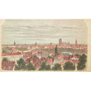 GDAŃSK, Widok miasta z Biskupiej Górki, anonim, ok. 1890; drzew. szt. kolor., podklejony sztywnym papierem, ...