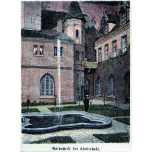 GDAŃSK, Wirydarz dawnego klasztoru franciszkańskiego, sygn ryt. WA, ok. 1880; drzew. szt. kolor., podklejon ...