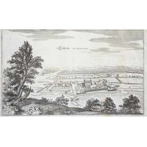 KOSTRZYN N. ODRĄ, Panorama miasta, ryt. Matthäus Merian, pochodzi z: Zeiler, Martin, Topographia Electoratus Brandenb ...