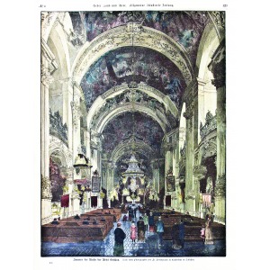 KRZESZÓW, Wnętrze kościoła klasztornego; według fot. Fr. Pietschmanna, ryt. Marianne Kirchner i J.J. Kirch ...