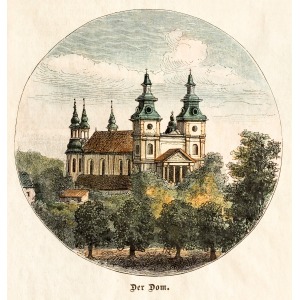 POZNAŃ, Katedra, anonim, ok. 1880; drzew. szt. kolor., st. bdb., passe-partout; wymiary arkusza: 102x104 mm; ...