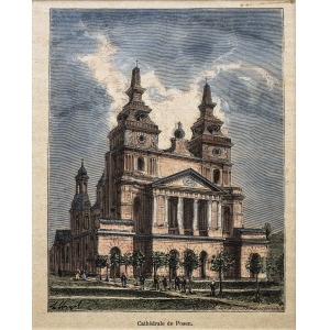 POZNAŃ, Katedra, ryt. Navellier & Marie, rys. Hubert Clerget, pochodzi z: Malte-Brun, Victor Adolphe, L’Al ...