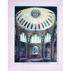POZNAŃ, Wnętrze Złotej Kaplicy w katedrze, sygn. ryt. nieczyt., pochodzi z: Tygodnik Ilustrowany, 1860; dr ...
