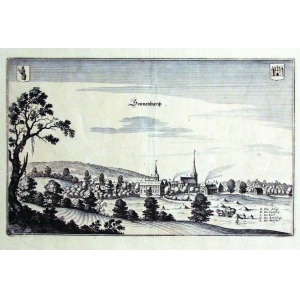 SŁOŃSK, Panorama miasta, ryt. Matthäus Merian, pochodzi z: Zeiler, Martin, Topographia Electoratus Brandenb ...