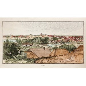 TARNOPOL (ukr. Тернопіль), Panorama miasta, anonim (sygn. RK), ok. 1880; drzew. szt. kolor., podklejony papierem z epoki, st. b ...
