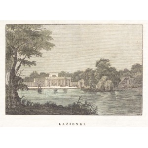 WARSZAWA, Pałac Na Wyspie w Łazienkach Królewskich, anonim, pochodzi z holenderskiego wyd., ok. 1840; drzew ...