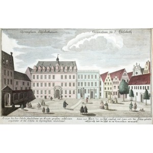 WROCŁAW, Gimnazjum św. Elżbiety; ryt. Johann Matthias Steidlin, rys. Friedrich Bernhard Werner, pochodzi z  ...