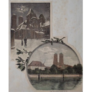 WROCŁAW, Katedra św. Jana Chrzciciela – widoki w 2 sekcjach; anonim, pochodzi z art. Breslau Gustava Karpe ...