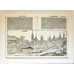 WROCŁAW, Widok miasta – pierwsze ikonograficzne przedstawienie Wrocławia, pochodzi z: Schedel, Hartmann, L ...
