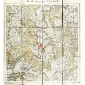 BAD KISSINGEN, Mapa okolic miejscowości uzdrowiskowej Bad Kissingen; Friedrich Weinberger, Topographisches Bureau  ...