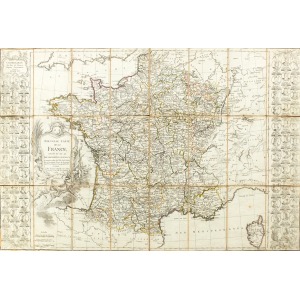 FRANCJA, Mapa Francji z zaznaczonym podziałem administracyjnym; wyd. Esnauts & Rapilby, Paryż 1784; po obu  ...