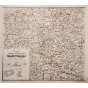 KWIDZYN, Mapa rejencji kwidzyńskiej, utworzonej po Kongresie Wiedeńskim w 1815 r.; rys. porucznik Renner, l ...