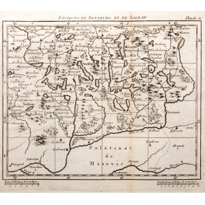 MRĄGOWO, DZIAŁDOWO, Mapa okolic Mrągowa i Działdowa, pochodzi z: Theatre De La Guerre..., wyd. Guillyn, Duchesne, Pary ...