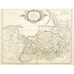 PRUSY, Mapa Prus Królewskich i Książęcych, oprac. Gilles Robert de Vaugondy, ryt. Guillaume Delahay, 17 ...