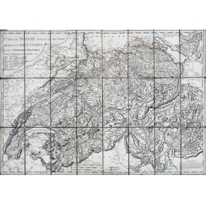 SZWAJCARIA, Mapa Szwajcarii z podziałem na kantony, oprac. Henri Mallet, ryt. Emery, 1798; nad dolną ramką po ...