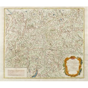 TYROL, Mapa księstwa Tyrolu, oprac. Gilles Robert de Vaugondy, ryt. Guillaume Delahay, Paryż, ok. 1750; m ...