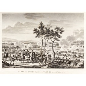 ABENSBERG, Panorama bitwy pod Abensbergiem (8 II 1809); ryt. Edme Bovinet, rys. Jacques Francois Joseph Swebach ...