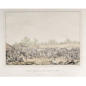 PILONY, Marsz 4. korpusu w kierunku miejscowości Pilony; rys. i lit. uczestnik kampanii z 1812 r. Albert Ad ...