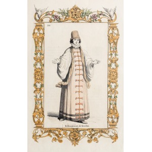 LITWA, Litwinka z Grodna w tradycyjnym stroju, anonim, ok. 1890; na verso opis w jęz. włoskim i francuski ...