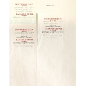 GDAŃSK, SOPOT, 2 arkusze czystego papieru korespondencyjnego Hotelu Carlton, bez daty [ok. 1930]; na każdym arkusz ...